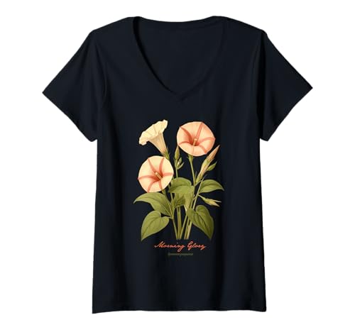 Damen Morning Glory Flower Wissenschaftliche Namensillustration Blumen T-Shirt mit V-Ausschnitt Damen Morning Glory Flower Wissenschaftliche Namensillustration Blumen T-Shirt mit V-Ausschnitt von Flowers Scientific Names Illustration DonaOnca