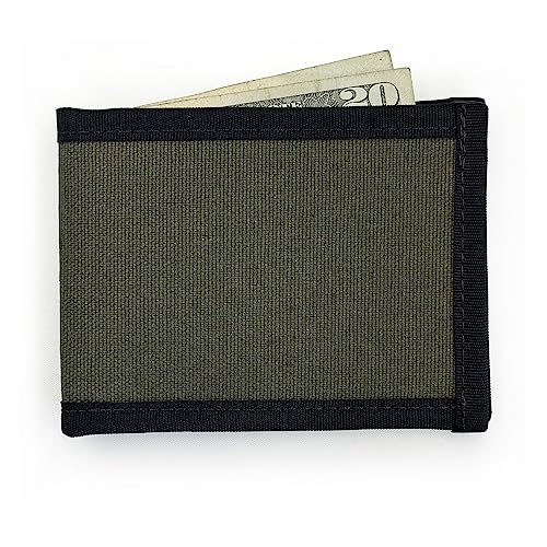 Flowfold Baxter Bifold Wallet - Performance Canvas Minimalist Wallet, Slim, Premium Front Pocket Wallet, Made in USA, Oliv/Blatt für mich (Leaf It to Me), Minimalistisch von Flowfold