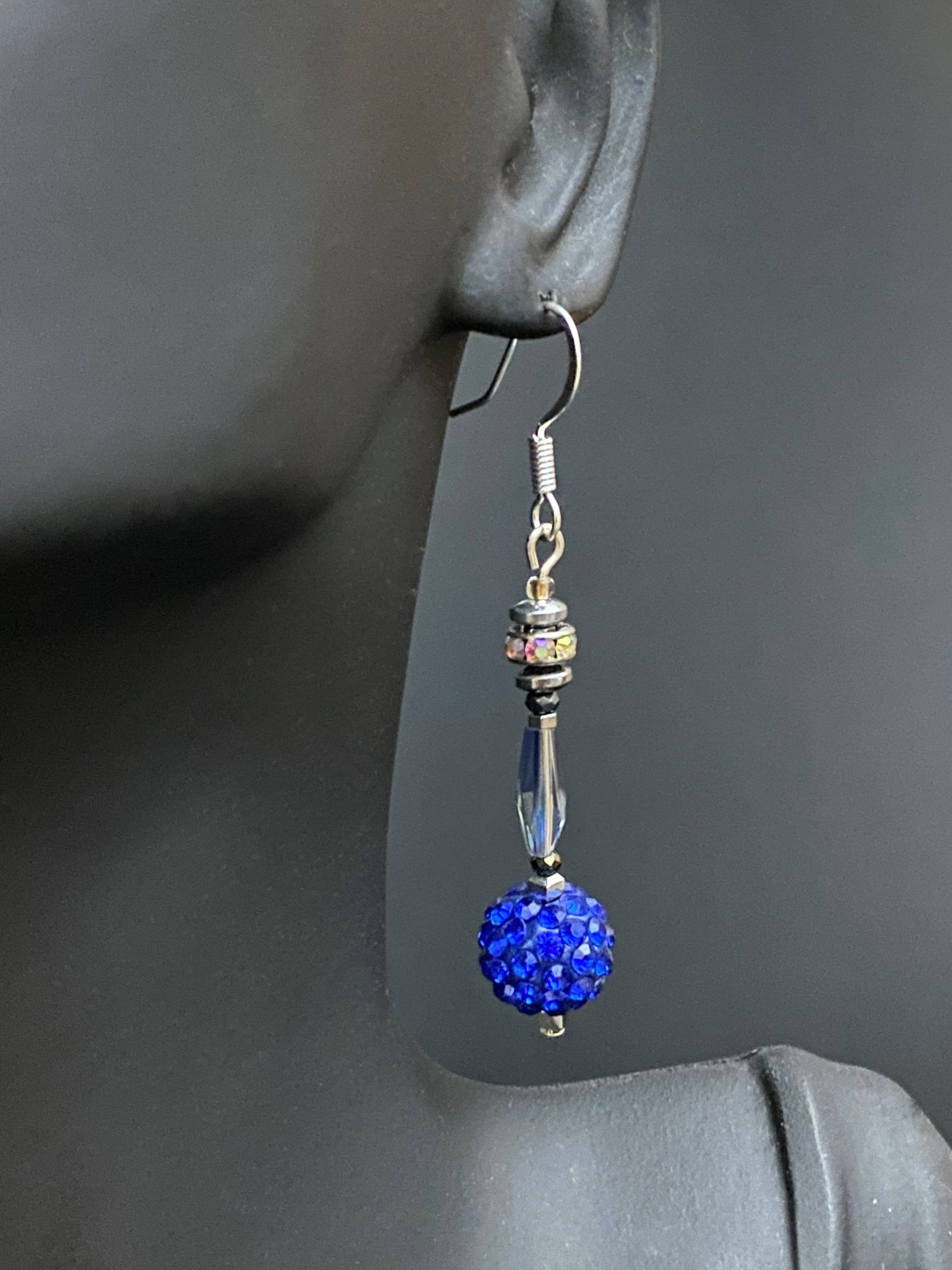 Blaue Pflaster Ohrringe Moderne Geschenk Für Sie Geburtstag Frauen Große Perlen Tropfen Boho von FlowingStoneJewelry