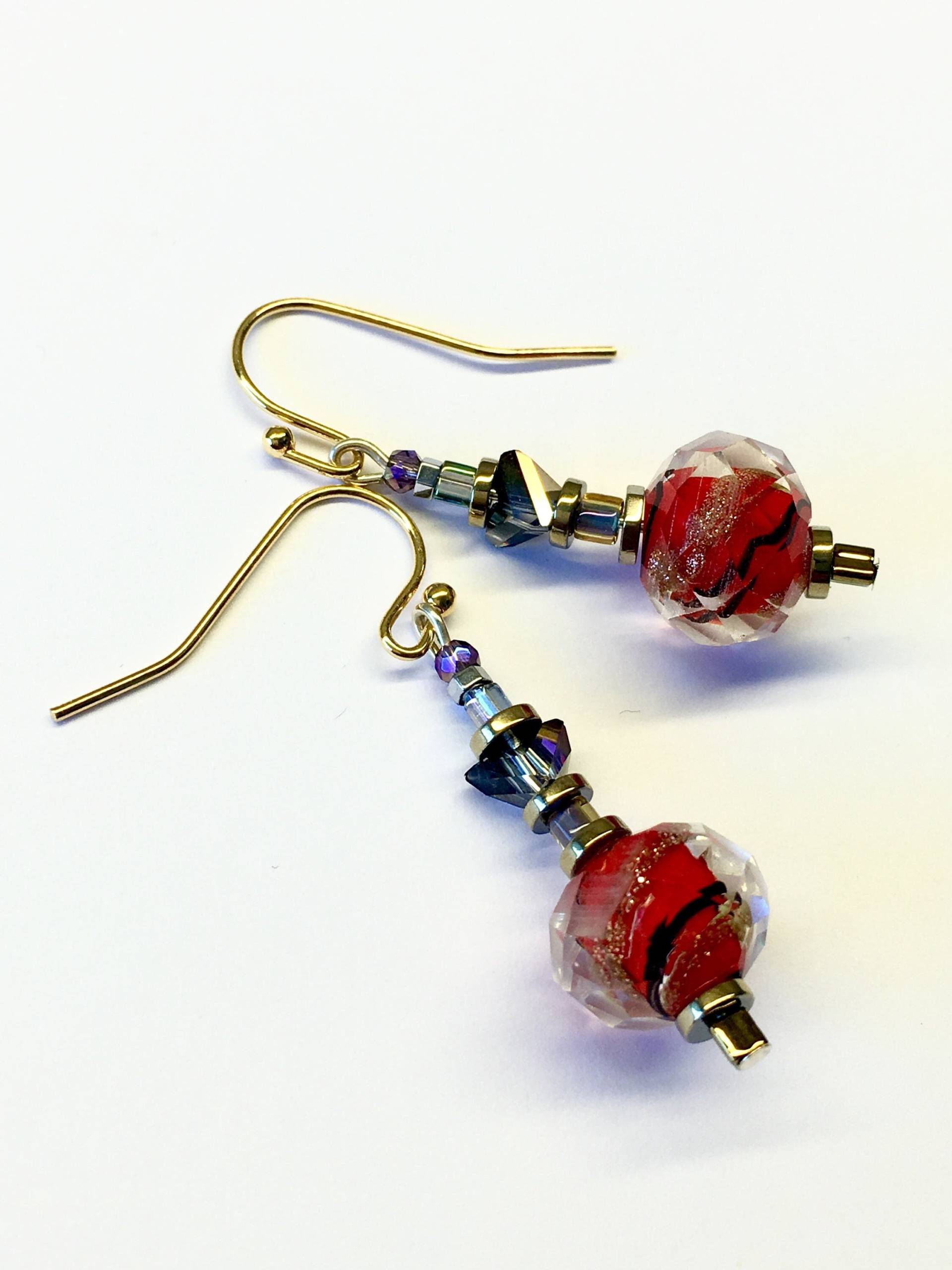 Elegante Rote Ohrringe Geburtstag Geschenk Für Sie Frauen Muttertag Baumeln Tropfen Große Perlen von FlowingStoneJewelry