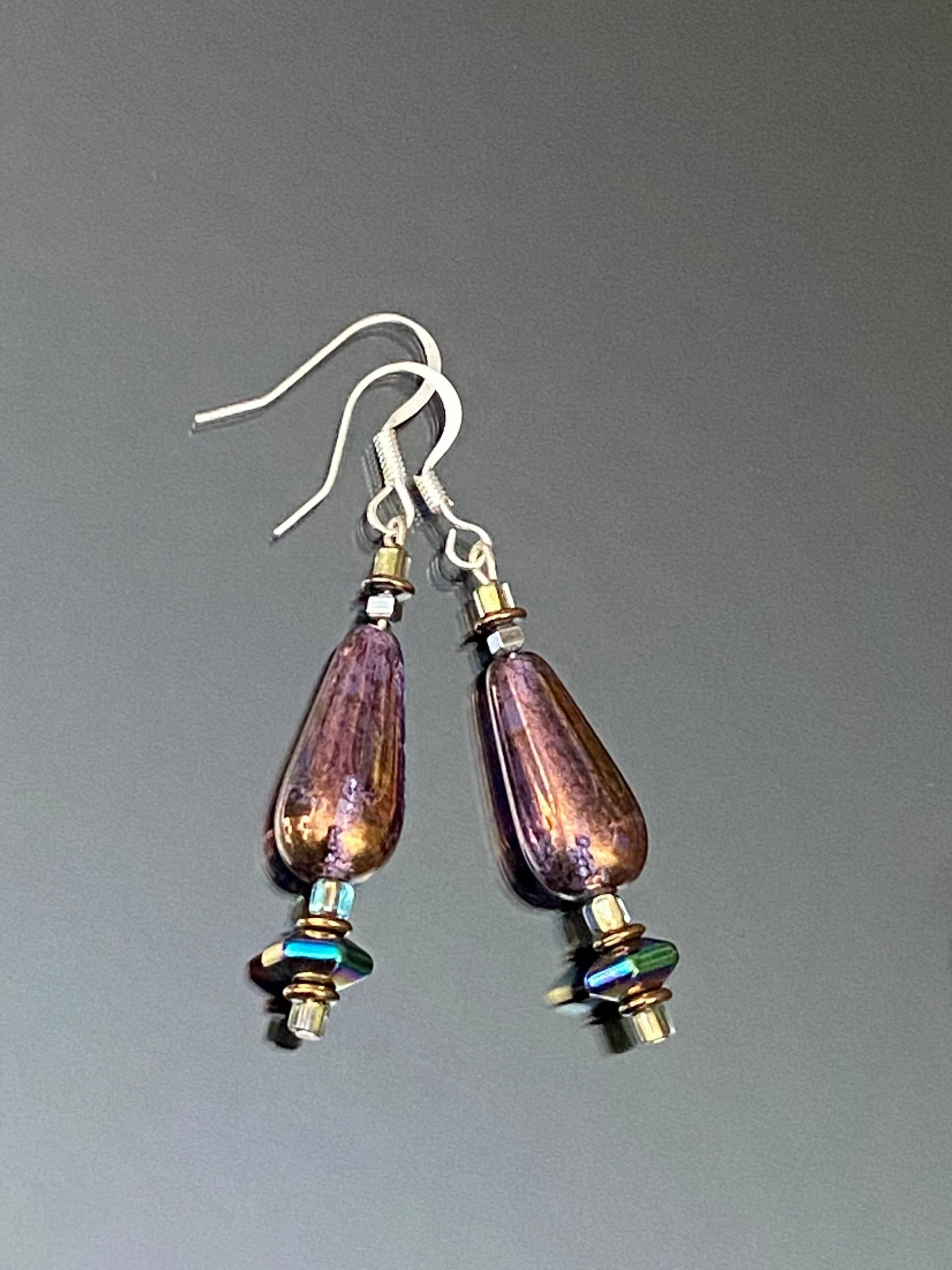 Lila Ohrringe Moderne Geschenk Für Sie Geburtstag Frauen Große Perlen Baumeln Tropfen Boho von FlowingStoneJewelry