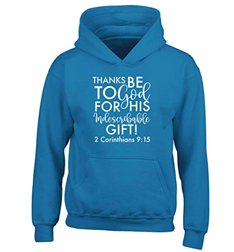 Flox Creative Kinder Hoodie Danke Gott Unbeschreibliches Geschenk Gr. 12 Jahre, dunkelblau von Flox Creative