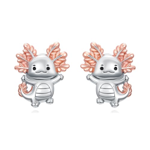 Flpruy Axolotl Ohrstecker 925 Sterling Silber Niedliche Axolotl Ohrringe Tier Ohrstecker Hypoallergen Axolotl Schmuck Geschenke für Damen von Flpruy