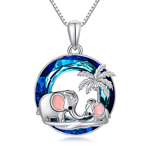 Flpruy Elefanten Geschenke, Damen Elefant Kette 925 Sterling Silber Süße Tier Halskette Elefanten Anhänger mit Geschenkbox, Elefantenschmuck Geschenke für Mädchen Mama Frauen von Flpruy