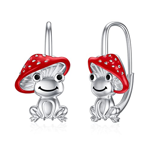 Flpruy Frosch Ohrringe Silber 925 Damen Hängend Leverback Ohrringe Schmuck Geburtstag Geschenke für Sie Mädchen Mutter Damen von Flpruy