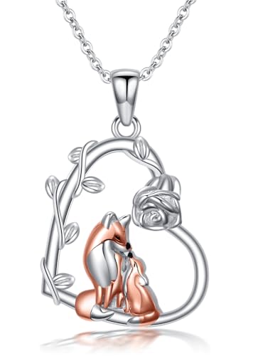 Flpruy Herz Fuchs Halskette S925 Sterling Silber Fuchs Rose Anhänger Niedliche Tier Schmuck Geschenk Für Frauen Mädchen Flpruy Herz Fuchs Halskette S925 Sterling Silber Fuchs Rose Anhänger Niedliche Tier Schmuck Geschenk Für Frauen Mädchen von Flpruy