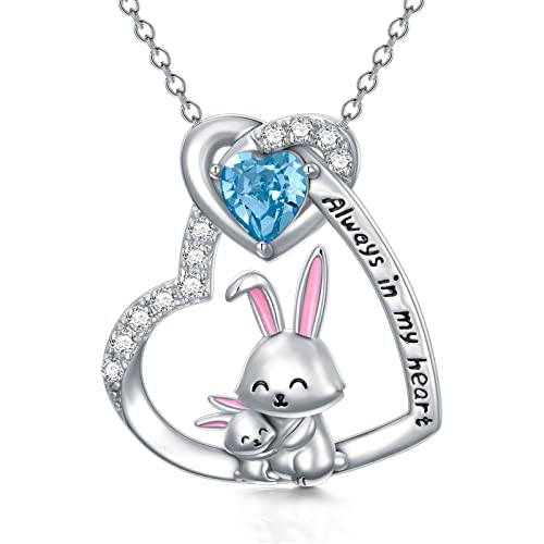 Flpruy Hase Kette, Hase Geschenk Kaninchen Anhänger Halskette Süßes Mutter-Kind-Kaninchen Kette mit Geschenkbox, Muttertag Geschenk für Mama Damen Mädchen Frau (Blau) von Flpruy