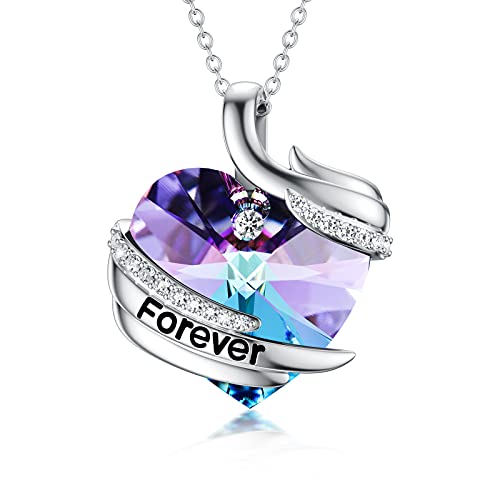 Flpruy Herz Kristall Halskette für Damen 925 Sterling Silber Liebe Kristall Anhänger Kette mit Geschenkbox Kristall Schmuck Geschenk für Freundin Frauen Mutter von Flpruy