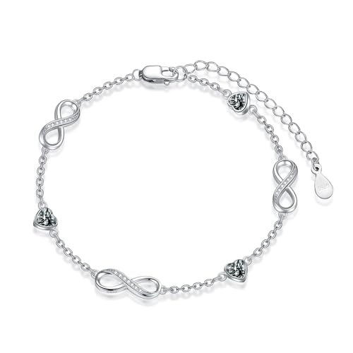 Flpruy Unendlichkeitszeichen Armband Damen 925 Sterling Silber Unendlichkeitszeichen Drei Herz Wassergras-Achat Armbänder Verstellbar Armkette Valentinstag Geburtstags Weihnachten Geschenk für Frauen Flpruy Unendlichkeitszeichen Armband Damen 925 Sterling Silber Unendlichkeitszeichen Drei Herz Wassergras-Achat Armbänder Verstellbar Armkette Valentinstag Geburtstags Weihnachten Geschenk für Frauen von Flpruy