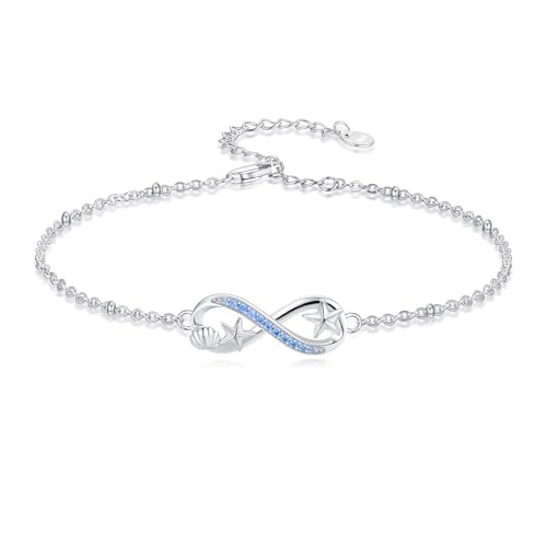 Flpruy Infinity Fußkettchen Für Damen Seestern Fußkettchen Mit Muschel Anhänger Symbol Der Endlosen Liebe Verstellbar Fußkette Sommer Strand Fußkette Schmuck Geschenk Für Frauen Mütter Ehefrauen von Flpruy