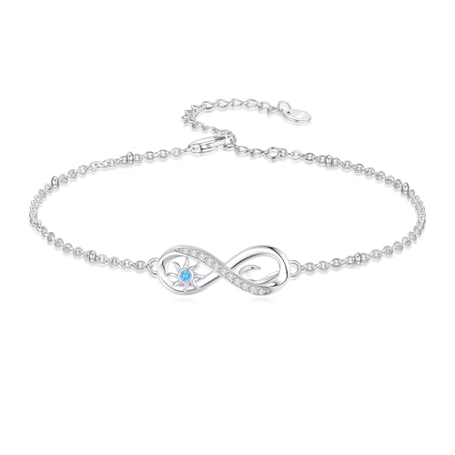 Flpruy Infinity Fußkettchen für Damen Sonnen Fußkettchen mit Muschel Anhänger Symbol der Endlosen Liebe Verstellbar Fußkette Sommer Strand Fußkette Schmuck Geschenk für Frauen Mütter Ehefrauen von Flpruy
