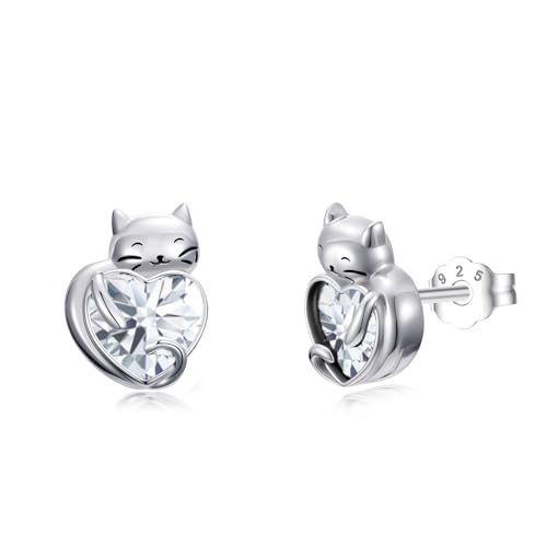 Flpruy Katze Ohrringe S925 Sterling Silber April Katze Birthstone Stud Mädchen Katze Stud Bergkristall Schmuck mit Kitty Geschenke für Mama Damen Mädchen Geburtstag Flpruy Katze Ohrringe S925 Sterling Silber April Katze Birthstone Stud Mädchen Katze Stud Bergkristall Schmuck mit Kitty Geschenke für Mama Damen Mädchen Geburtstag von Flpruy