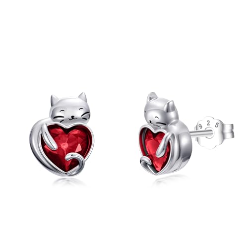 Flpruy Katze Ohrringe S925 Sterling Silber Januar Katze Geburtsstein Ohrringe Mädchen Katze Stud Kristallschmuck mit Kitty Geschenke für Mama Damen Mädchen Geburtstag Flpruy Katze Ohrringe S925 Sterling Silber Januar Katze Geburtsstein Ohrringe Mädchen Katze Stud Kristallschmuck mit Kitty Geschenke für Mama Damen Mädchen Geburtstag von Flpruy