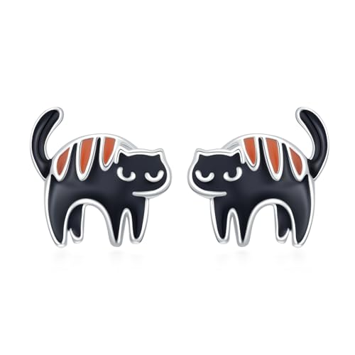 Flpruy Katze Ohrstecker 925 Sterling Silber Katzen Ohrringe Niedliche Tier kätzchen Ohrstecker Hypoallergene Katzen Schmuck Geschenke für Frauen Mädchen von Flpruy