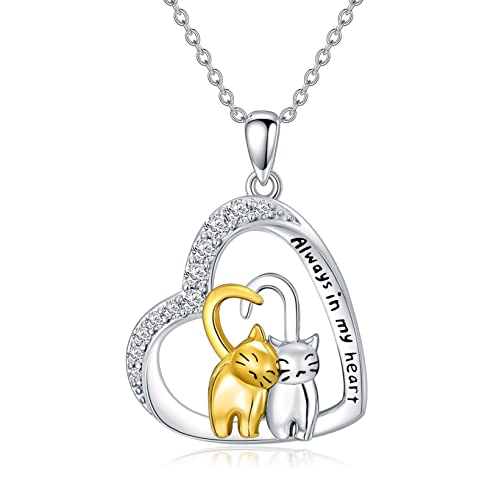 Flpruy Katzen Kette Silber 925 Katze Anhänger Katzen Schmuck Katzen Halskette Geschenke für Mädchen Damen Kinder von Flpruy