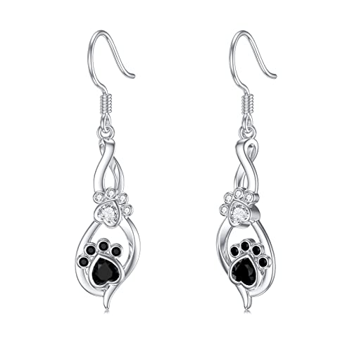 Flpruy Katze Pfotenabdruck Ohrringe 925 Sterling Silber Pet Paw Ohrringe Hängen Ohrringe Schmuck für Frauen Mädchen Damen Tochter von Flpruy