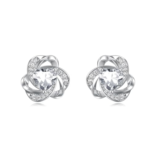 Flpruy Love Knot Ohrringe S925 Sterling Silber April Birthstone Ohrstecker Bergkristall Ohrringe mit Herz Birthstone Schmuck Geschenke für Mama Damen Mädchen Geburtstag Flpruy Love Knot Ohrringe S925 Sterling Silber April Birthstone Ohrstecker Bergkristall Ohrringe mit Herz Birthstone Schmuck Geschenke für Mama Damen Mädchen Geburtstag von Flpruy