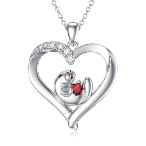 Flpruy Manatee Halskette für Frauen 925 Sterling Silber Manatee Anhänger Halskette mit Januar Birthstone Cute Sea Cow Schmuck Geschenke für Dame von Flpruy