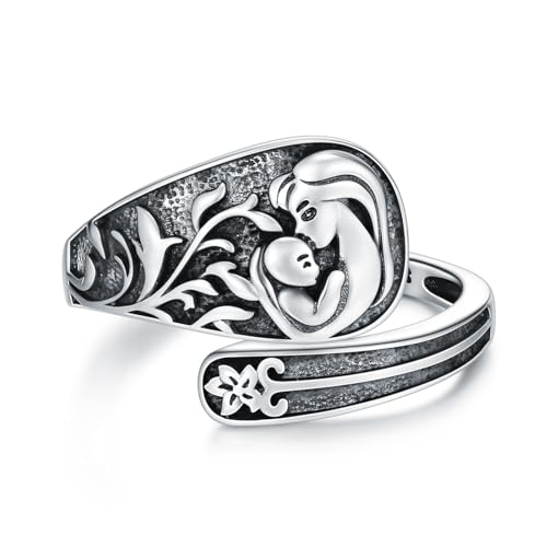 Flpruy Mutter Tochter Ringe 925 Sterling Silber Einstellbare Mutter Löffel Ringe für Frauen Mama Ring Vintage Mutter Tochter Schmuck Geschenk für Mutter Tochter Flpruy Mutter Tochter Ringe 925 Sterling Silber Einstellbare Mutter Löffel Ringe für Frauen Mama Ring Vintage Mutter Tochter Schmuck Geschenk für Mutter Tochter von Flpruy