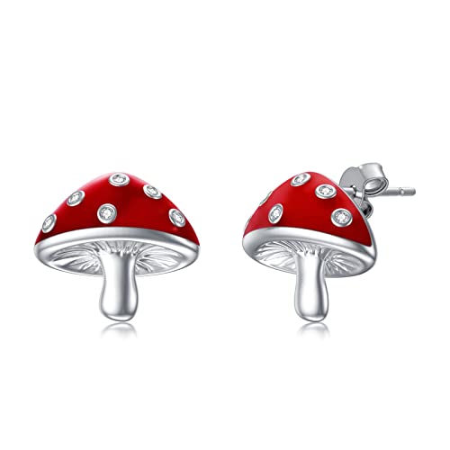 Flpruy Ohrstecker Pilz 925 Sterling Silber, Pilz Ohrringe Mädchen Pilz Schmuck Kinder Ohrstecker, Pilz Geschenk für Mädchen Frauen Damen von Flpruy