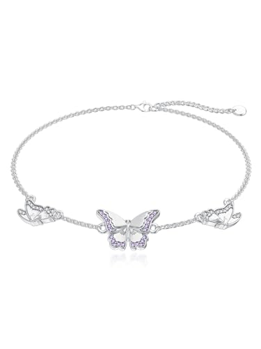 Flpruy Schmetterling Armbänder 925 Sterling Silber Schmetterling Armband Fußkettchen Verstellbarer Strandschmuck Geburtstags Schmetterlings Geschenke für Frauen Mädchen von Flpruy