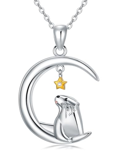 Flpruy Seeotter Halskette 925 Sterling Silber Otter Kette Süßer Tierschmuck Seeotter Herz Anhänger Halskette für Frauen von Flpruy