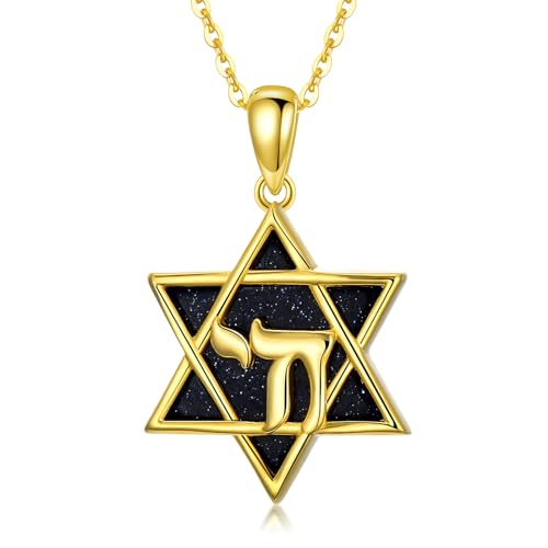 Flpruy Star of David Necklace Jewish Chai Hexagon Pendant Jewish Israel Amulet Jewelry Religion Gifts for Women von Flpruy