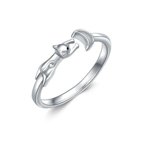 Flpruy Zehenringe für Frauen 925 Silber Einstellbare Katze Zehenring für Sommer Strand offene Zehe Fußschmuck von Flpruy