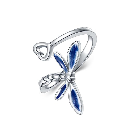Flpruy Zehenringe für Frauen 925 Silber Einstellbare Libelle Zehenring für Sommer Strand offene Zehe Fußschmuck von Flpruy