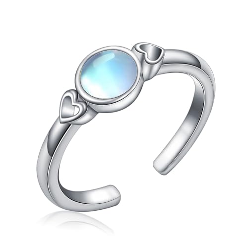 Flpruy Zehenringe für Frauen 925 Silber einstellbar Mondstein Zehenring für Sommer Strand offene Zehe Fußschmuck von Flpruy