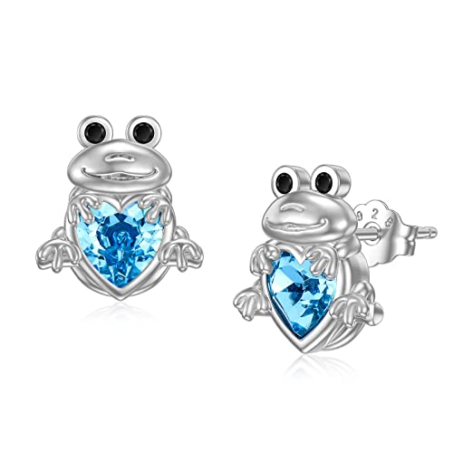 Frosch Kristall Ohrstecker 925 Sterling Silber Niedliche Tier Ohrringe Froschschmuck Geburtstagsgeschenke Kindertaggeschenke für Mädchen Frauen Tochter von Flpruy