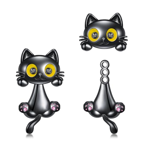 Flpruy Schwarze Katze Ohrringe 925 Sterling Silber Ohrringe Katze Geschenk Katzenschmuck für Frauen Spaß niedlich Tier Ohrstecker Geburtstag Halloween Geschenke Teen Mädchen Flpruy Schwarze Katze Ohrringe 925 Sterling Silber Ohrringe Katze Geschenk Katzenschmuck für Frauen Spaß niedlich Tier Ohrstecker Geburtstag Halloween Geschenke Teen Mädchen von Flpruy