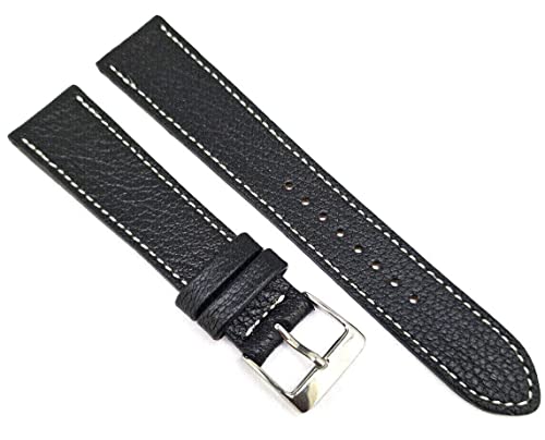Fluco Uhrenarmband 20mm Montana feines Leder Uhrband schwarz Made in Germany von Fluco