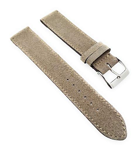 Fluco Velour Uhrenarmband passend für Nomos 17 mm beige-Sand weich Made in Germany von Fluco