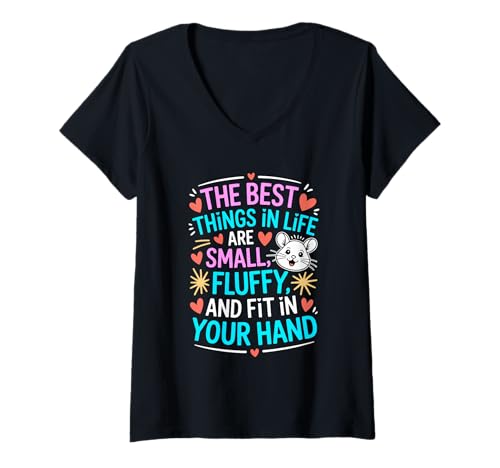 Damen Best Things Are Small Fluffy Fit in Your Hand Nager Zitat T-Shirt mit V-Ausschnitt Damen Best Things Are Small Fluffy Fit in Your Hand Nager Zitat T-Shirt mit V-Ausschnitt von FluffNation