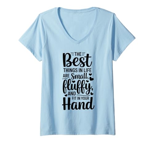 Damen Die besten Dinge im Leben sind klein, flauschig und passen in Ihre T-Shirt mit V-Ausschnitt Damen Die besten Dinge im Leben sind klein, flauschig und passen in Ihre T-Shirt mit V-Ausschnitt von FluffTruth