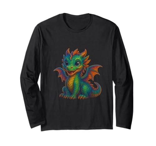 Süßer Baby Drachen Cartoon Langarmshirt von Fluffy Baby Aniamals