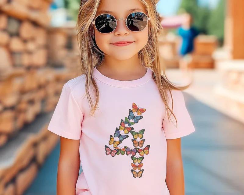 4. Geburtstag Shirt Für Kleinkind Mädchen Schmetterling Outfit Benutzerdefinierte Name Geschenk Ich Bin Bereits 4 Rosa Aquarell Party von FluffytailApparel