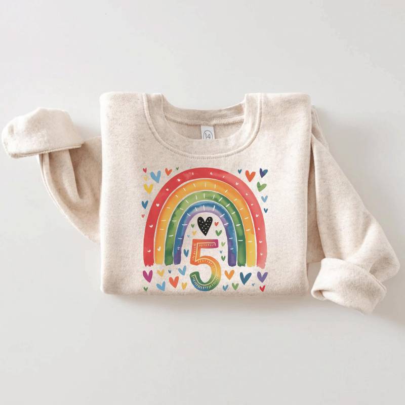 5. Geburtstag Mädchen Kleinkind Sweatshirt Benutzerdefinierte Name Pullover Ich Bin Bereits 5 Jahre Alt Aquarell Regenbogen Kinder Geschenk Vorhanden von FluffytailApparel