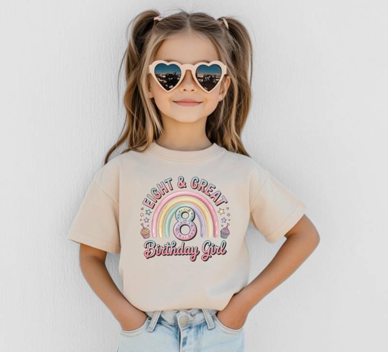 Acht Und Große Geburtstagskind Shirt Regenbogen Pastell 8. Geburtstag Geschenk Für Tochter Cute Bday Outfit Kinder Party T-Shirt Mädchen Drehen Acht von FluffytailApparel