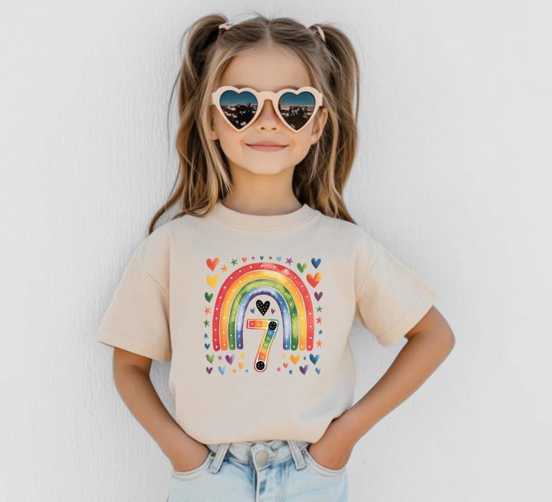Geburtstagskind Shirt 7 Jahre Alt Aquarell Regenbogen Kinder Geschenk Name T-Shirt Mädchen Geburtstag Outfit Siebter von FluffytailApparel