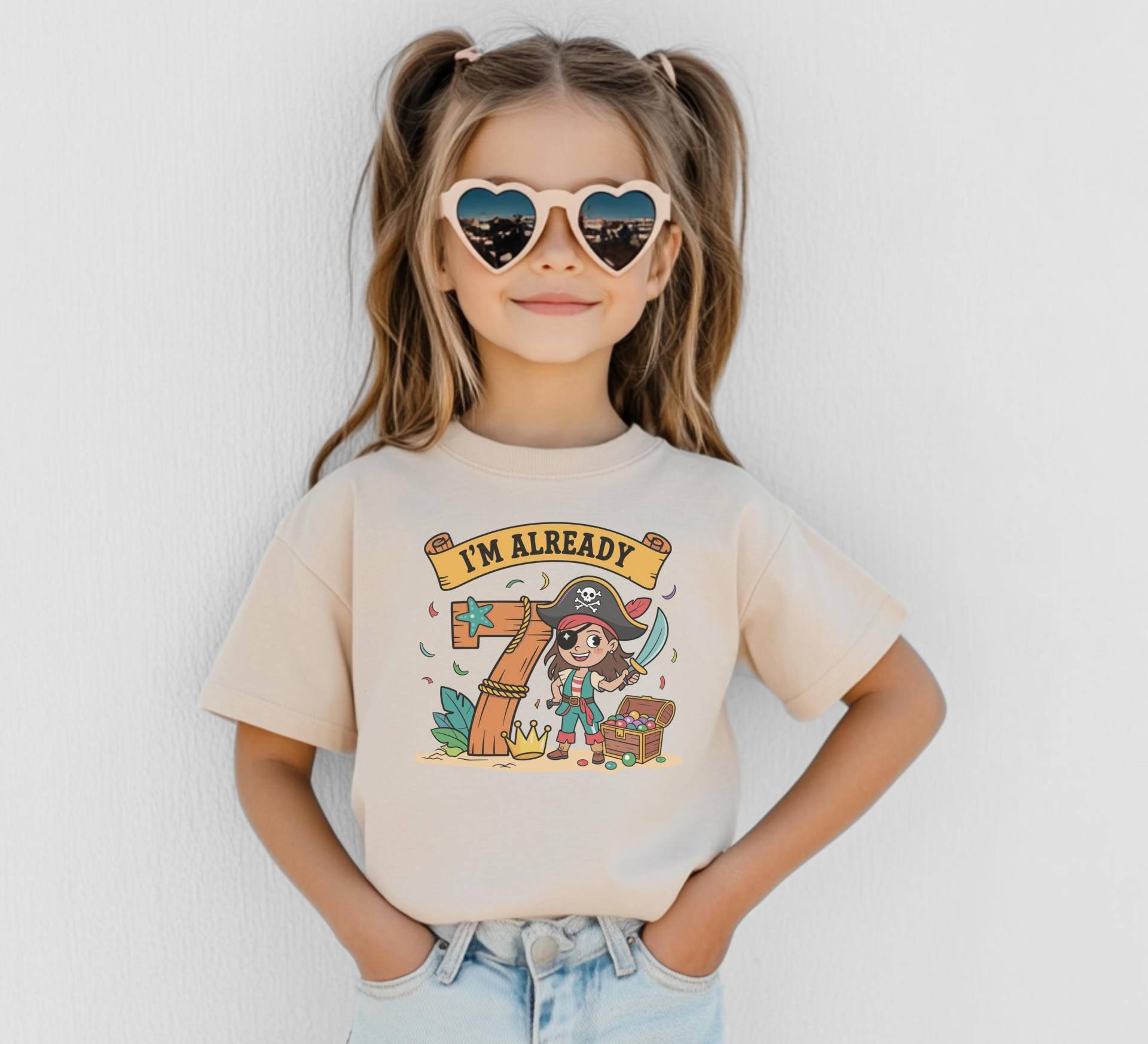 Ich Bin Bereits 7 Piraten-Mädchen-Geburtstags-Shirt Kleinkind-Geburtstags-Mädchen-T-stück Siebter Geburtstags-Geschenk Für Kinder Vorhanden von FluffytailApparel