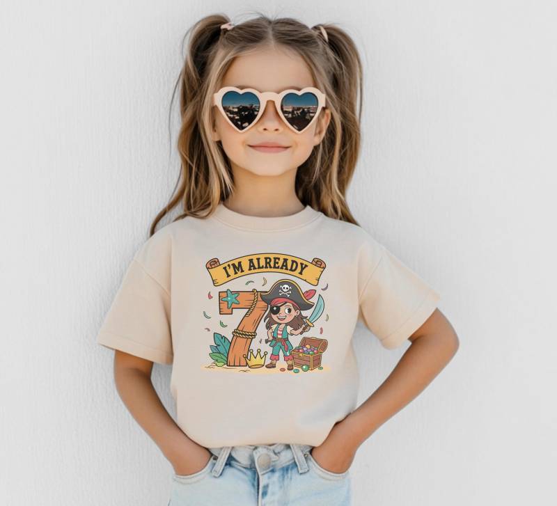 Ich Bin Bereits 7 Piraten-Mädchen-Geburtstags-Shirt Kleinkind-Geburtstags-Mädchen-T-stück Siebter Geburtstags-Geschenk Für Kinder Vorhanden von FluffytailApparel