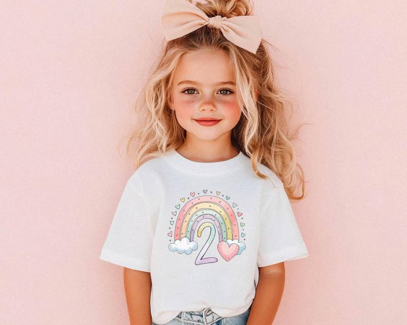 Kleinkind Mädchen Geburtstag Shirt Ich Bin Schon 2 Jahre Alt Aquarell Regenbogen Kinder Geschenk Benutzerdefinierte Name T-Shirt Für Zweiter von FluffytailApparel
