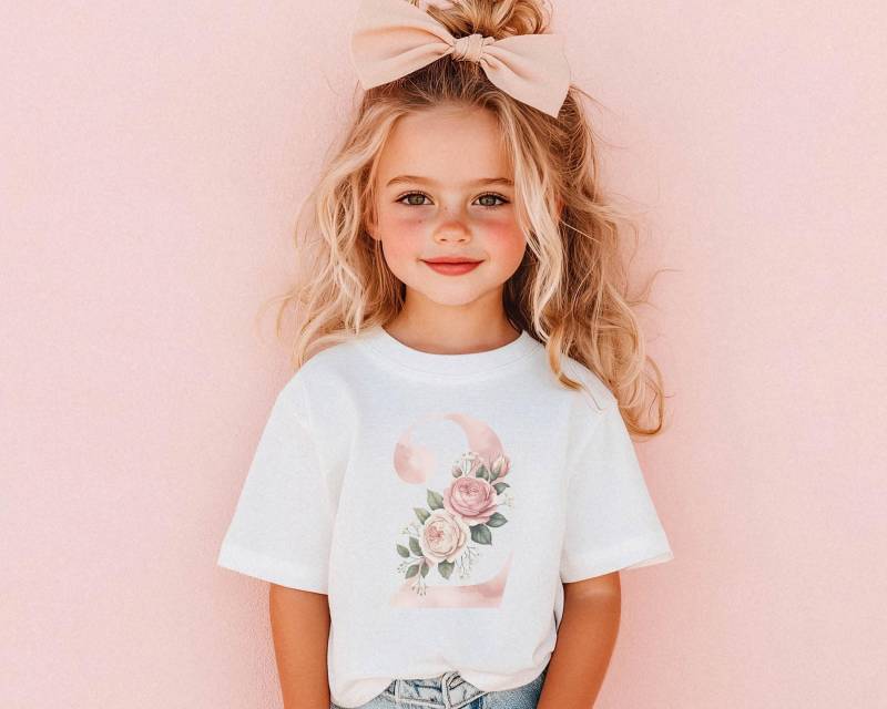 Kokette Geburtstag Shirt Kleinkind Mädchen Ich Bin Schon 2 Floral Rose Rosa Geschenk Zweiter Outfit Girl Party von FluffytailApparel