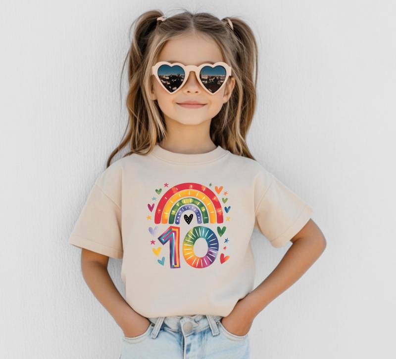 Mädchen Geburtstag Shirt Ich Bin Schon 10 Jahre Alt Aquarell Regenbogen Kinder Geschenk Name T-Shirt Für Fünfter von FluffytailApparel