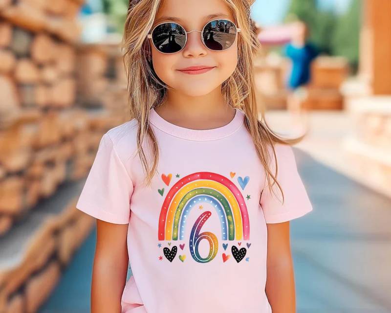 Mädchen-Geburtstags-Shirt Ich Bin Bereits 6 Jahre Alt Aquarell Regenbogen Kinder Geschenk Benutzerdefinierter Name T-Shirt Für Mädchen Zum von FluffytailApparel