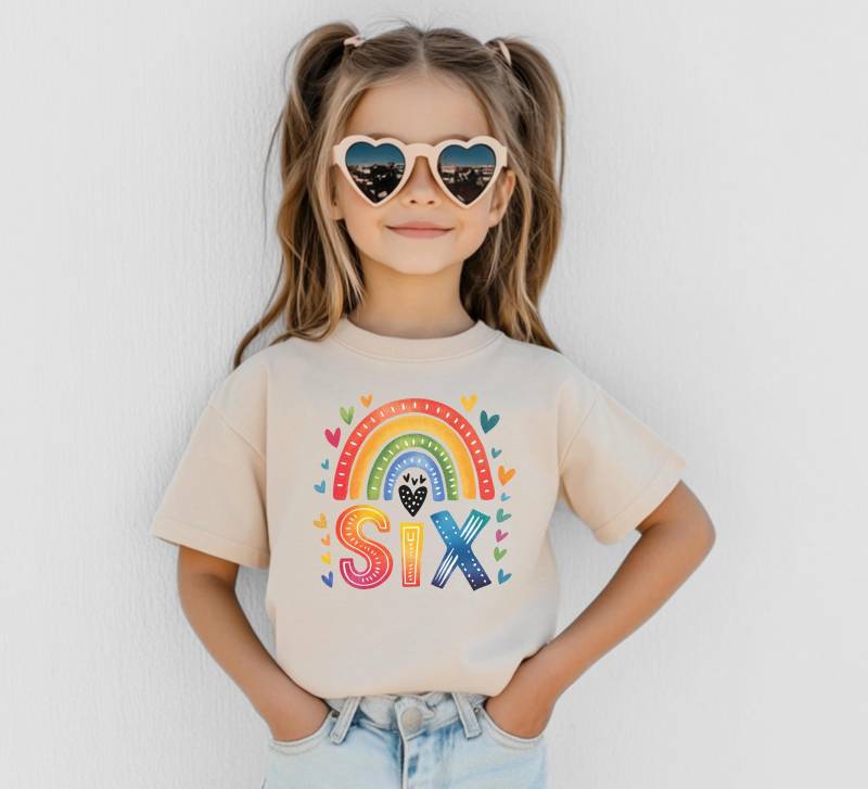 Mädchen-Geburtstags-Shirt Ich Bin Bereits 6 Jahre Alt Aquarell Regenbogen Kinder Geschenk Benutzerdefinierter Name T-Shirt Für Mädchen Zum von FluffytailApparel