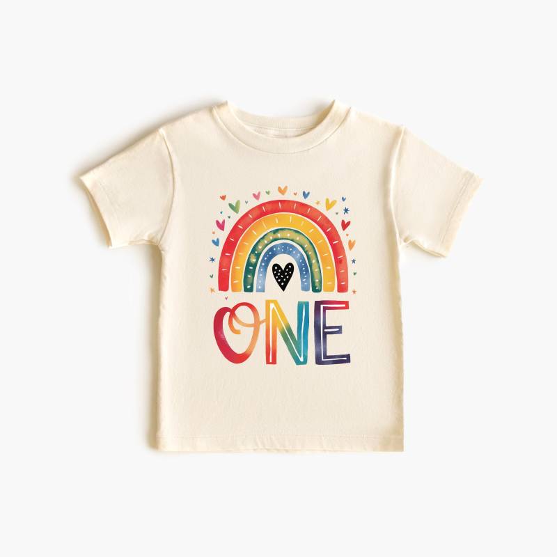 Regenbogen Ein Geburtstags-Shirt Für Baby-Mädchen Buntes Erstes Geburtstags-Outfit Kleinkind-T-Stück Mit Herzen Sterne Bold Design-Geschenk 1 von FluffytailApparel