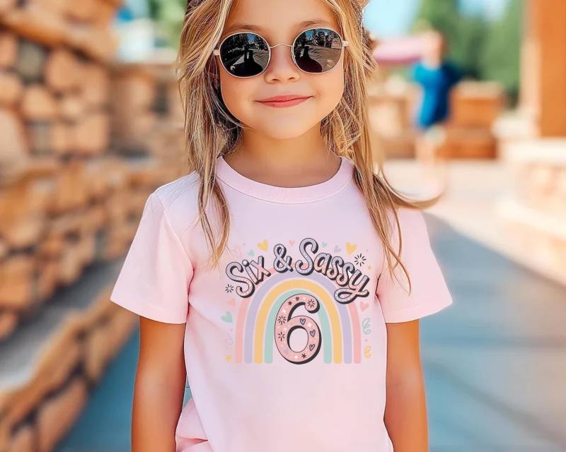 Regenbogen Sechstes Geburtstags-Shirt Geschenk Für Geburtstagskind 6.geburtstag Outfit Bday T-Shirt Kinder Süßes Freches Shirt Mädchen, Die Sechs von FluffytailApparel